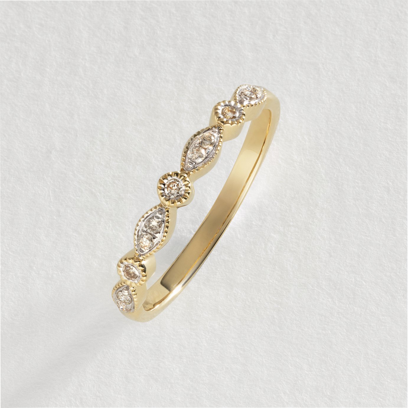 Revere 9ct Yellow Gold 0.10ct Diamond Eternity Ring - O