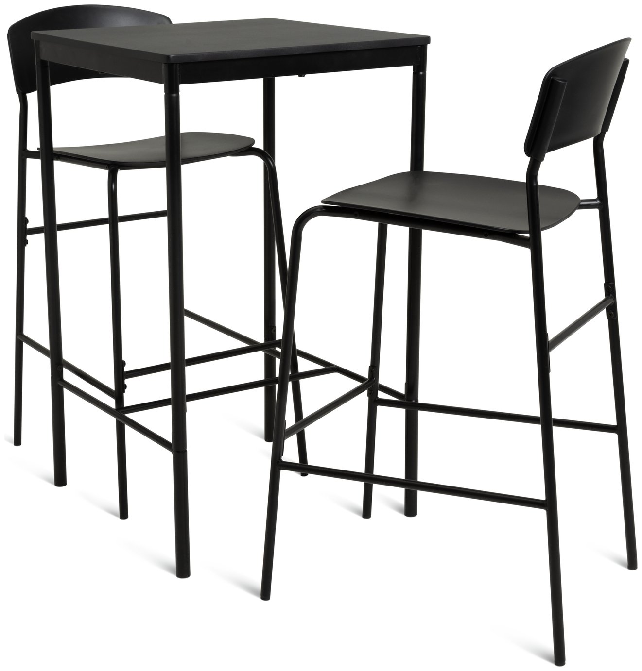 Habitat Stella Metal Bar Table & 2 Black Bar Stools (2065005) Argos