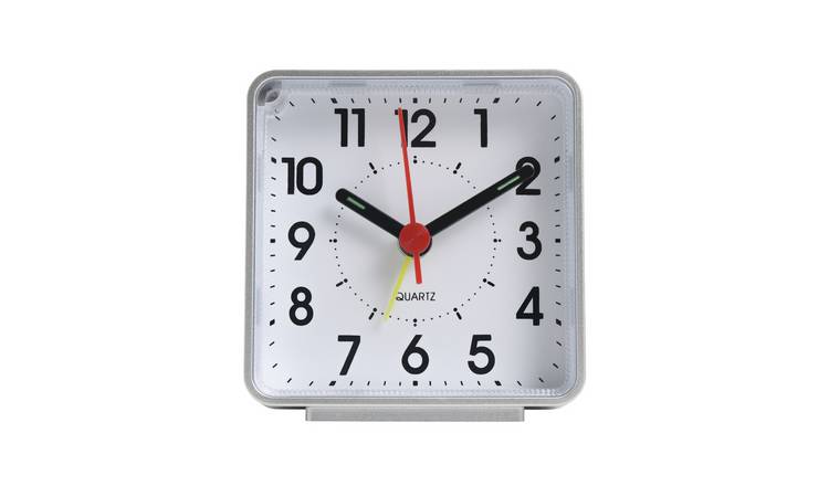 Habitat Square Analogue Alarm Clock - Silver
