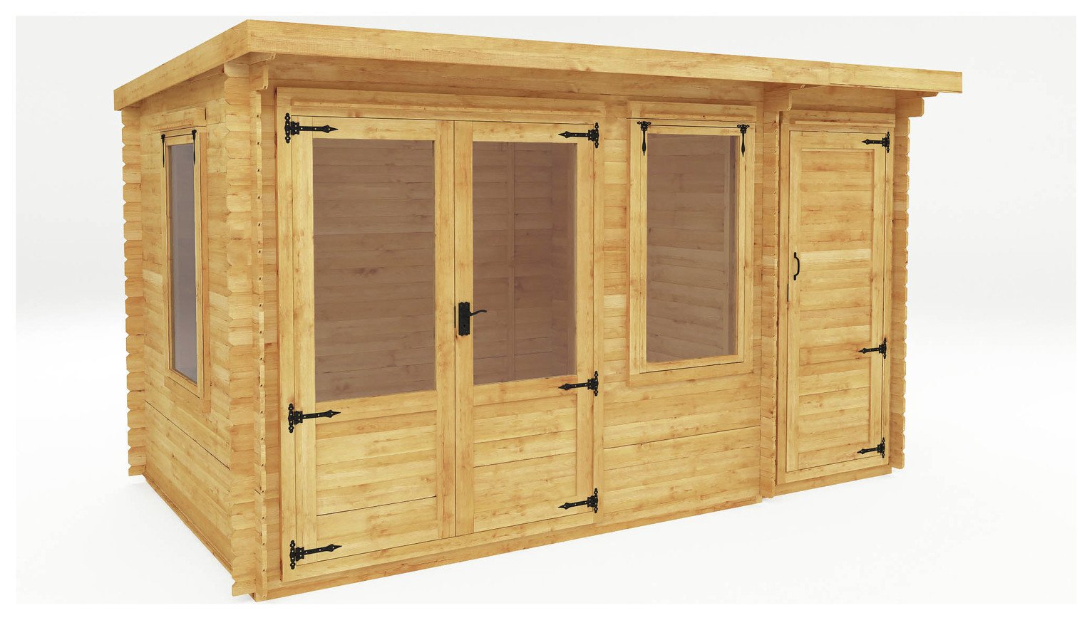 Mercia Pent Log Cabin with Side Shed - 4x2.4