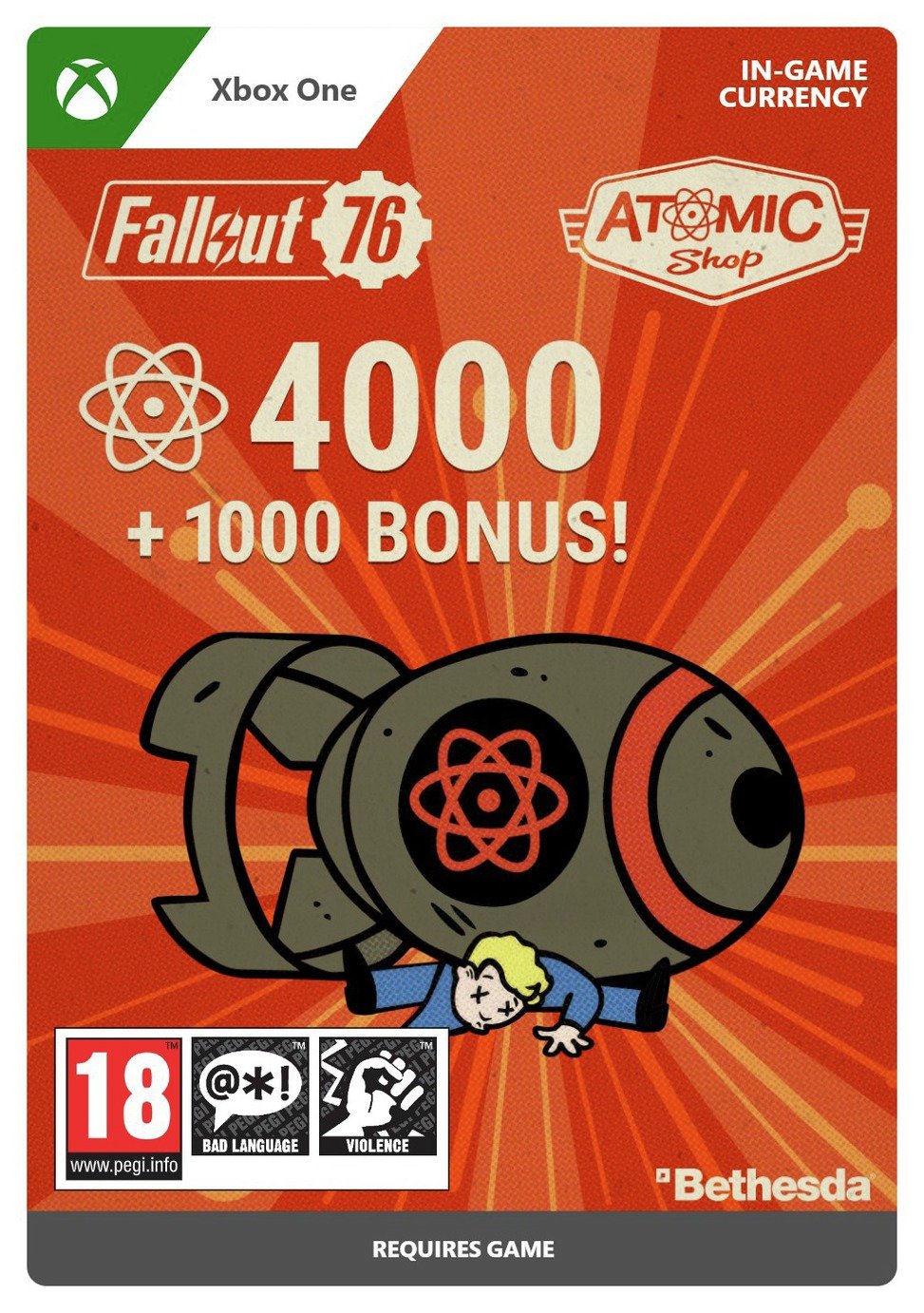 Fallout 76: 4000 ( 1000 Bonus!) Atoms - Xbox One
