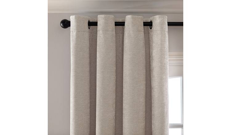 Habitat Plain Chenille Blackout Eyelet Curtains - Cream