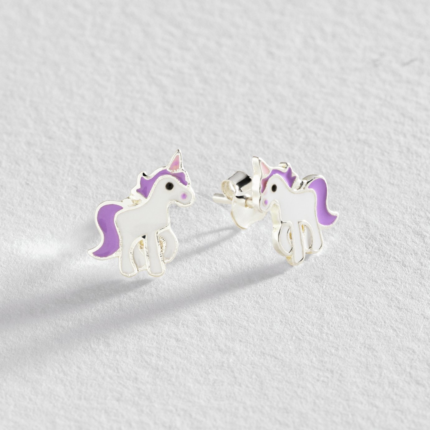 Revere Kid's Sterling Silver Enamel Unicorn Stud Earrings