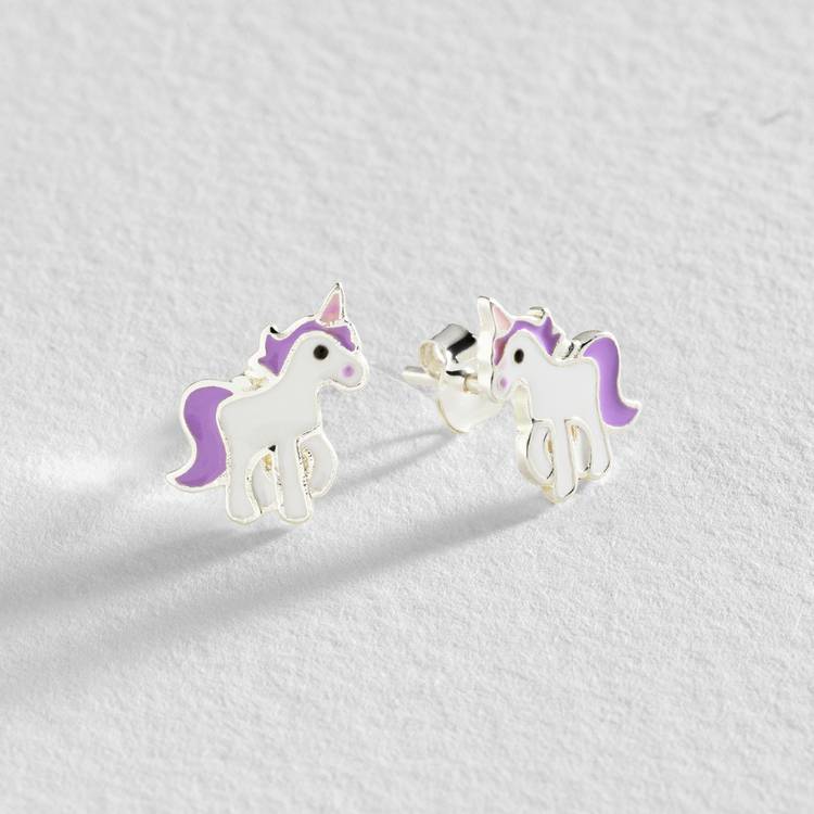 Revere Kid's Sterling Silver Enamel Unicorn Stud Earrings 0