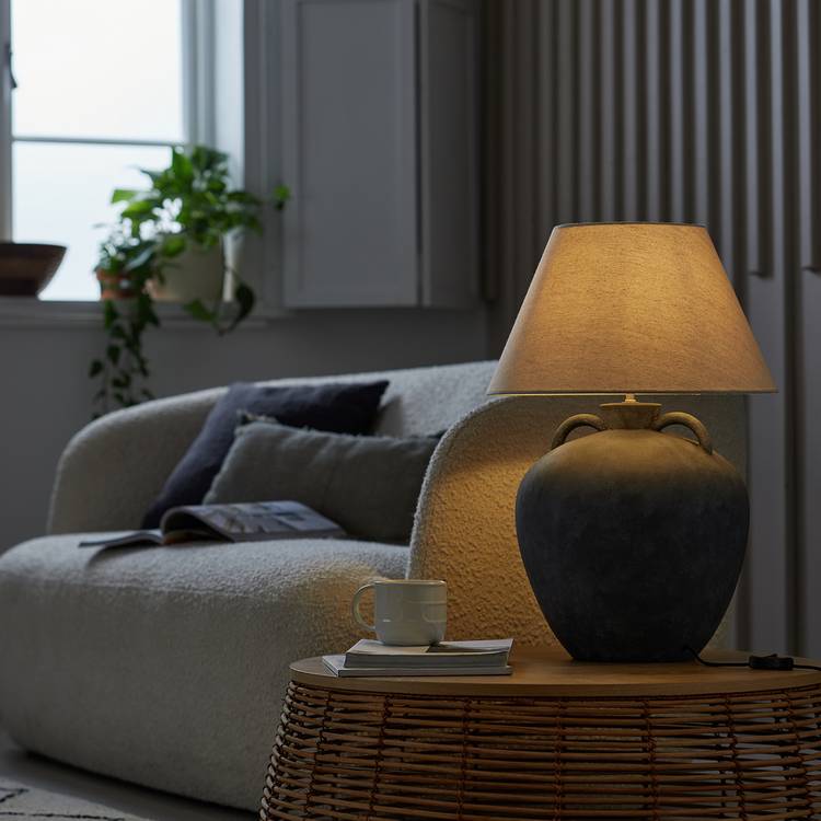 Habitat 59cm Oversized Ceramic Table Lamp - Grey & White 0