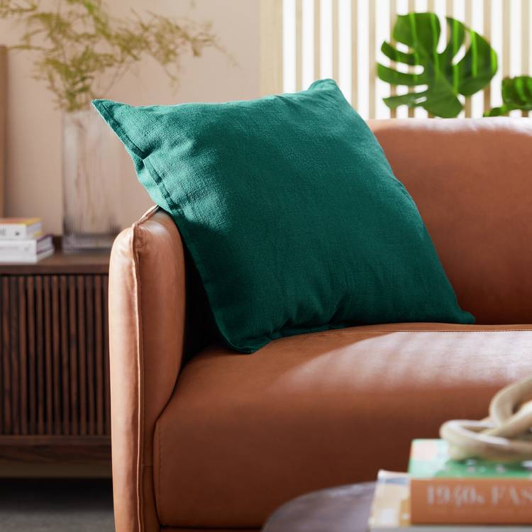 Habitat Linen Look Cushion - Green - 50x50cm 0