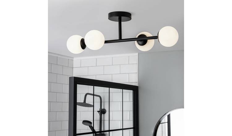 Habitat Opal Metal Bathroom Flush Ceiling Light - Black