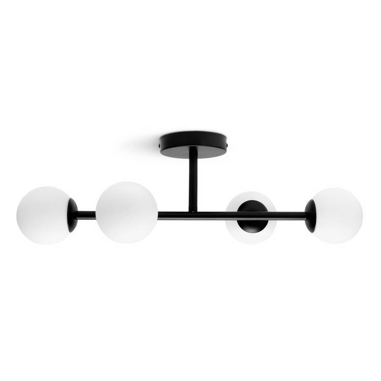 Habitat Opal Metal Bathroom Flush Ceiling Light - Black 0