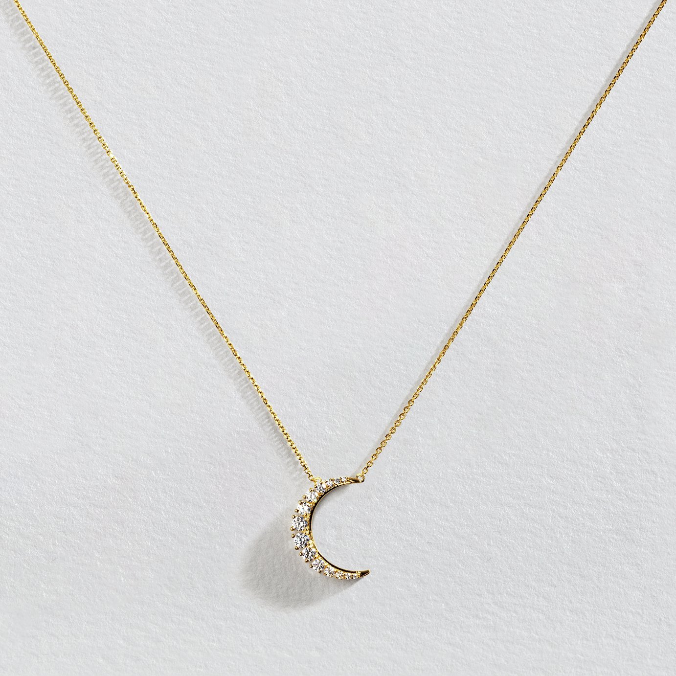 Revere 9ct Gold Plated Silver Cubic Zirconia Moon Necklace