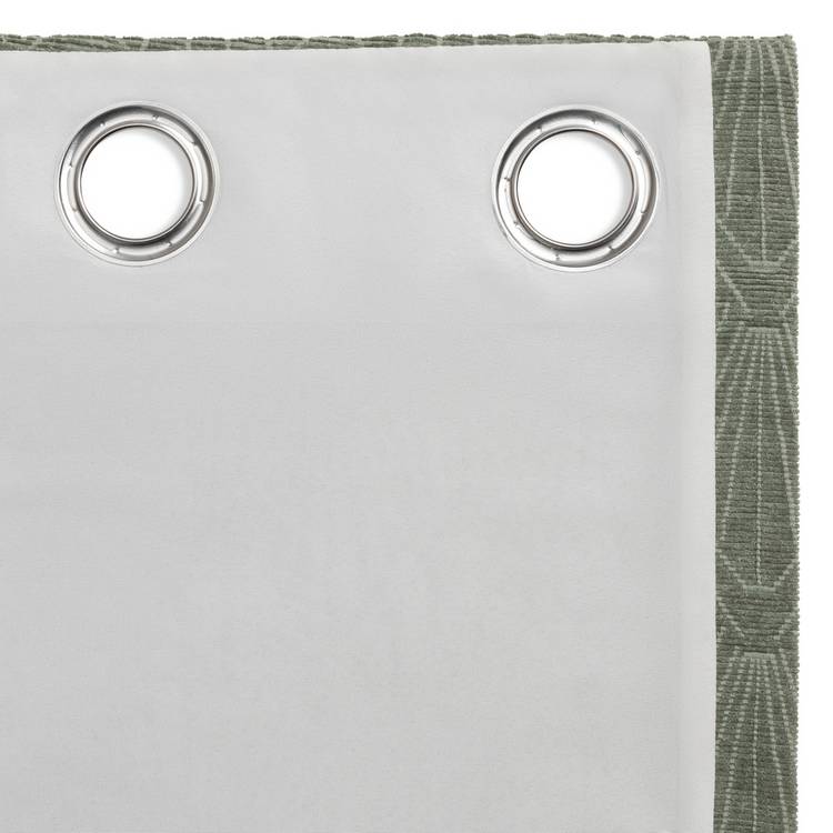 Habitat Geo Jacquard Thermal Eyelet Curtains - Green 0