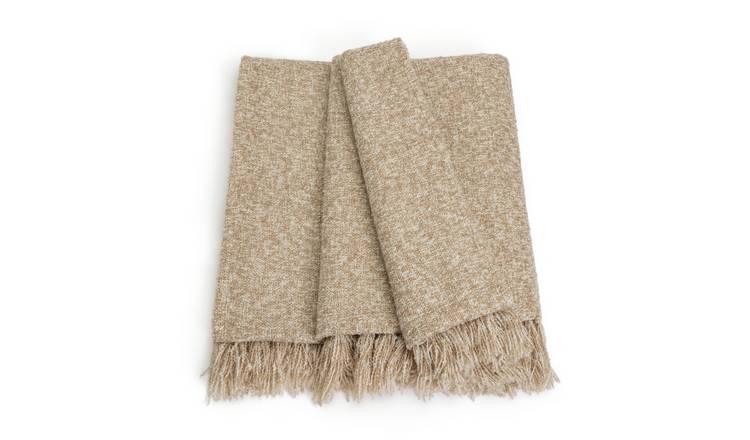 Buy Habitat Boucle Throw - Neutral -125x150cm | Blankets and throws ...