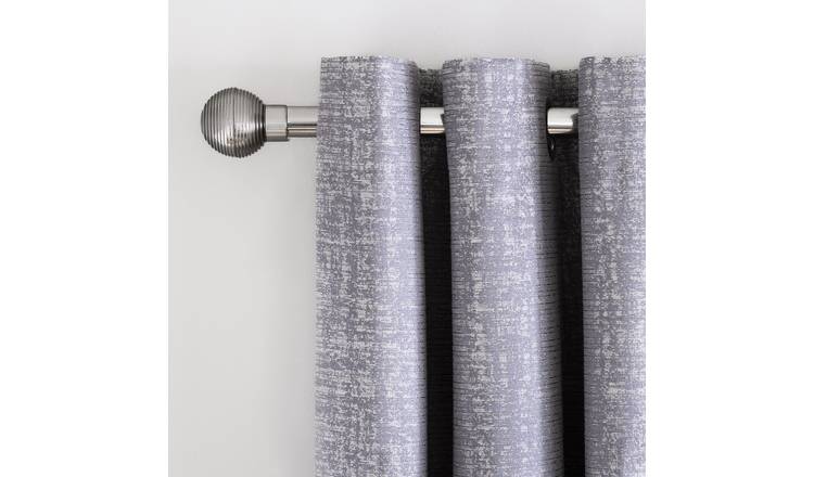 Habitat Metallic Woven Eyelet Curtain - Grey - 168x183cm