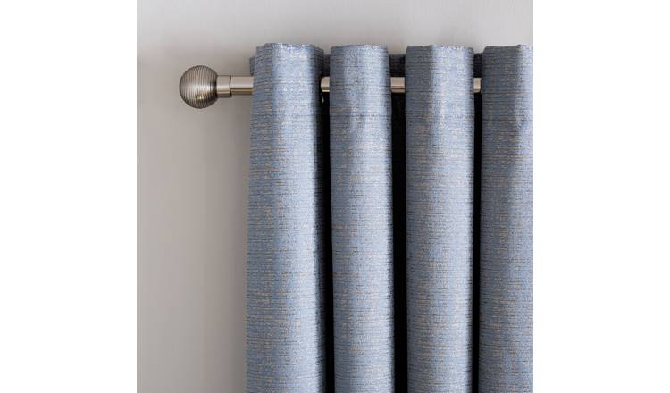 Habitat Metallic Woven Eyelet Curtain - Blue - 168x229cm