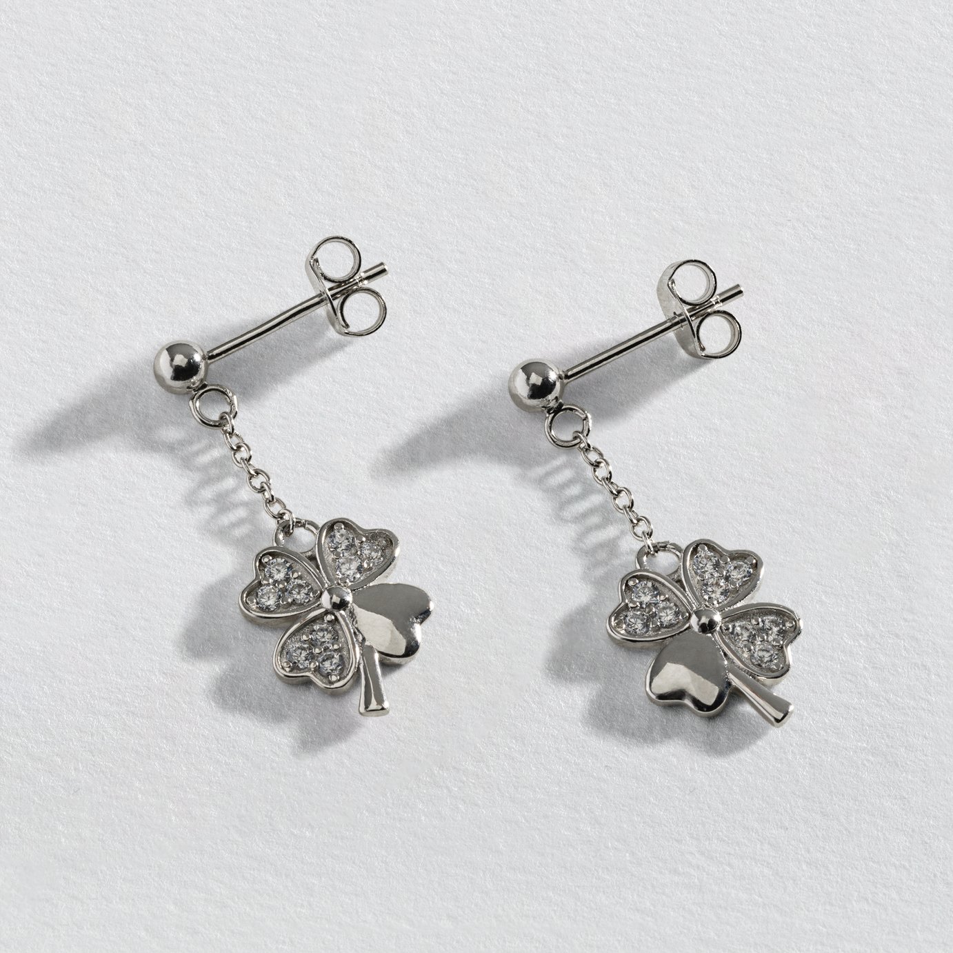 Revere Sterling Silver Cubic Zirconia Clover Drop Earrings