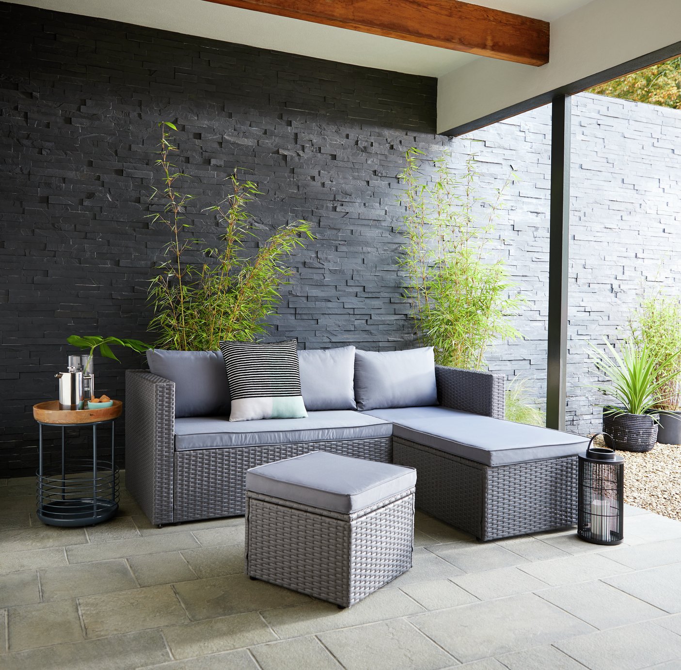 Habitat 4 Seater Rattan Effect Garden Sofa Set - Grey