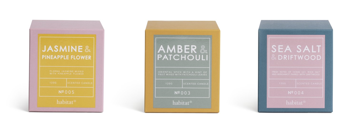 Habitat Scented Boxed Candle Set - Amber, Jasmine & Sea Salt