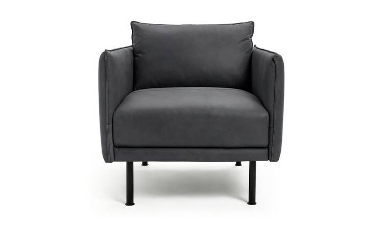 Habitat Moore Leather Armchair - Dark Grey