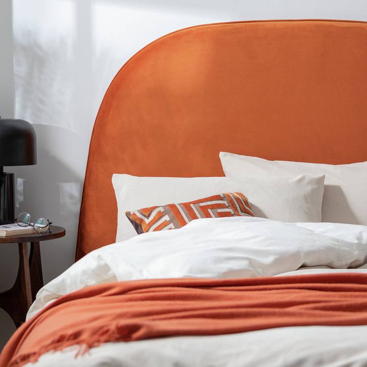 Habitat Rolland Velvet Double Headboard - Orange 0