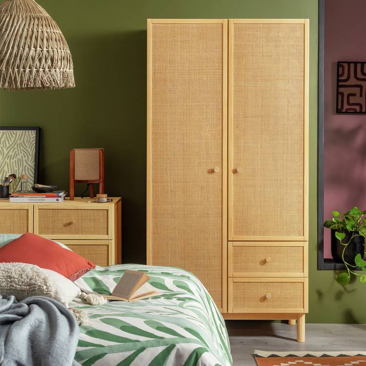 Habitat Simone 2 Door 2 Drawer Rattan Wardrobe 0