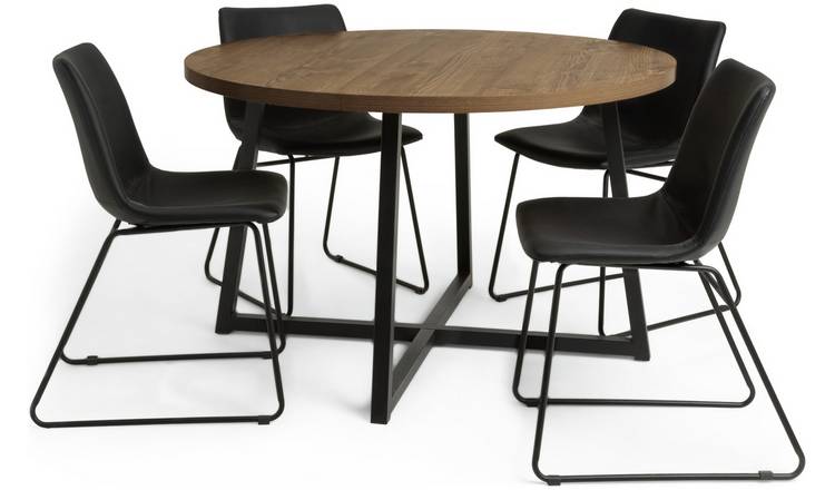 Buy Habitat Nomad Metal Dining Table 4 Joey Black Chairs Dining table and chair sets Argos