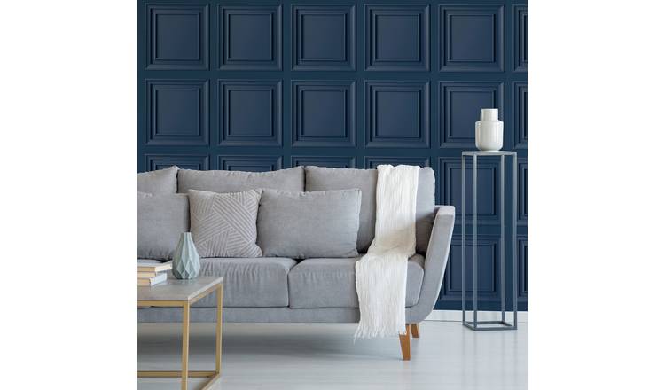 Fresco Wood Panel Blueberry Wallpaper