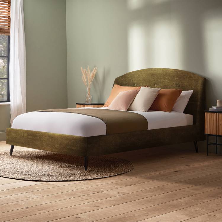Silentnight Evana Double Velvet Bed Frame - Olive 0