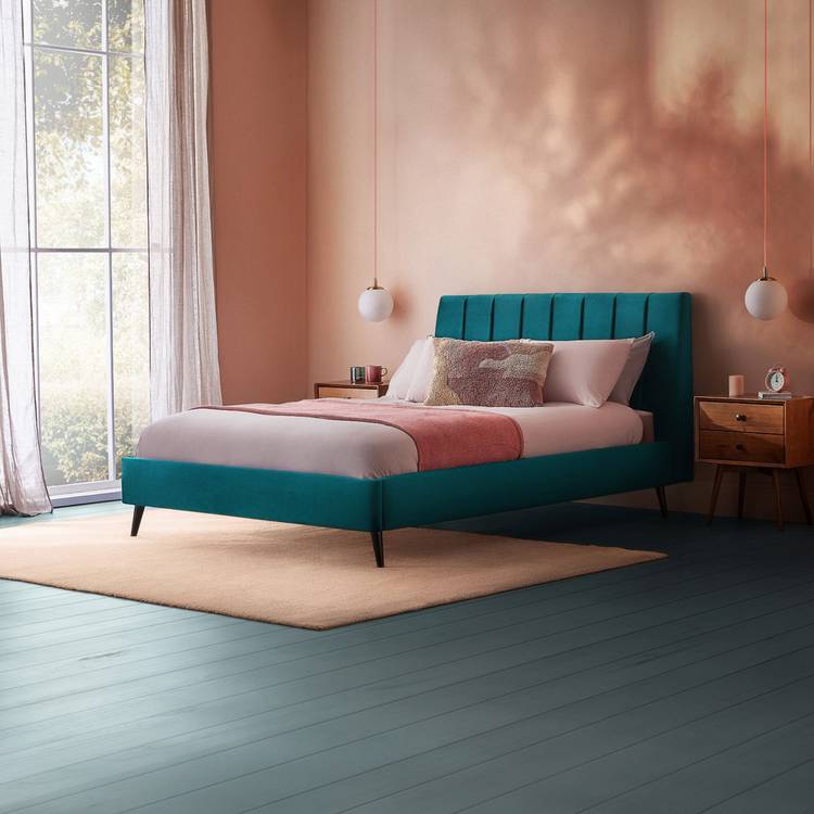 Silentnight Octavia Kingsize Velvet Bed Frame - Teal 0