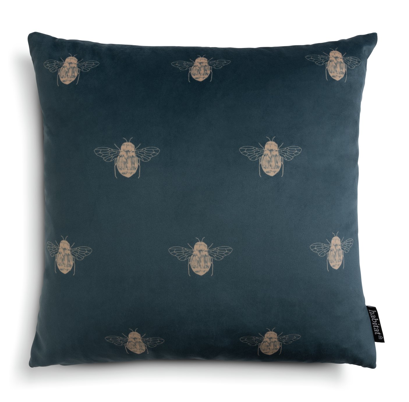 Habitat Gold Bee Printed Cushion - Teal - 43x43cm