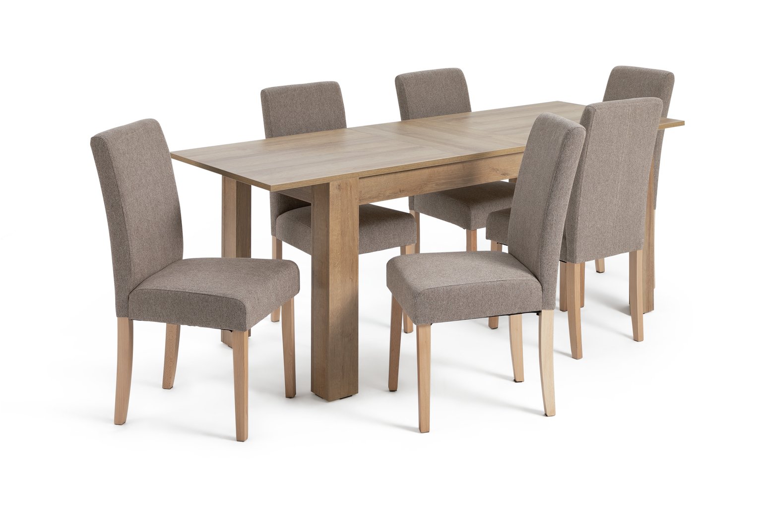 Argos Home Miami 6-8 Seater Extending Table & 6 Brown Chairs