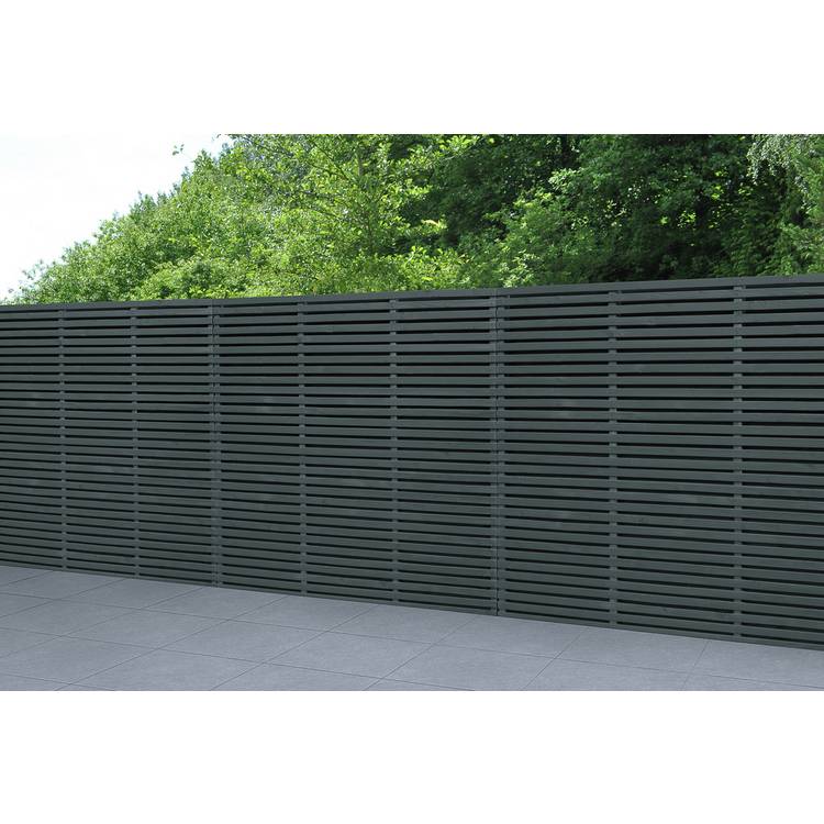 Forest Garden Double Slatted Fence Panel Grey x3 0