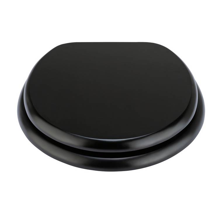 Argos Home Slow Close Wooden Toilet Seat - Black 0