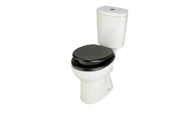 White toilet on sale black seat