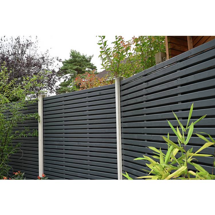 Forest Garden Double Slatted Fence Panel Grey x4 0