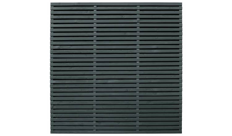 Forest Garden Double Slatted Fence Panel Grey x5