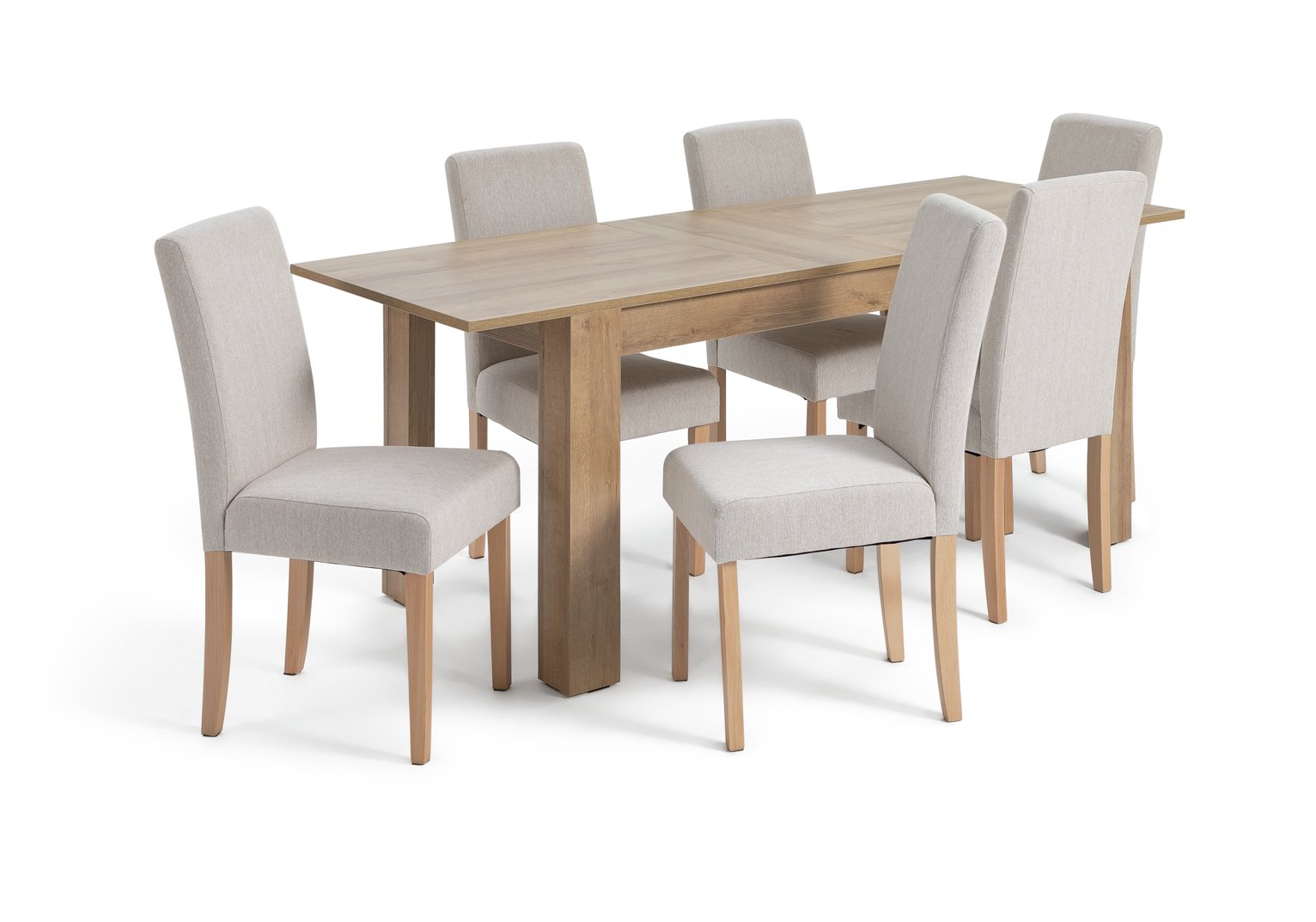 Habitat Miami Wood Effect Dining Table & 6 Cream Chairs
