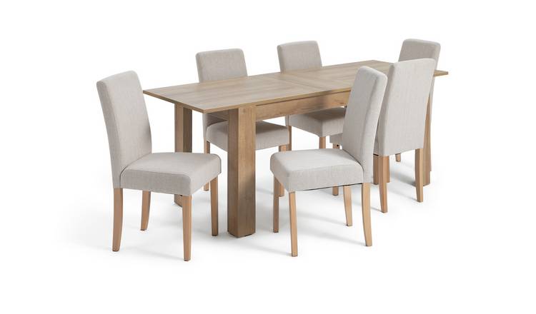 Buy Argos Home Miami 6 8 Seater Extending Table 6 Cream Chairs Dining table and chair sets Argos