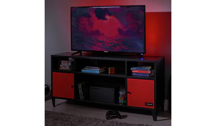 X Rocker Mesh-Tek 2 Door TV Unit - Black & Red