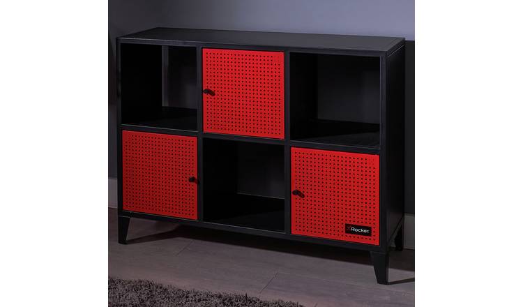 X Rocker Mesh-Tek Wide 6 Cube Storage Unit - Red and Black