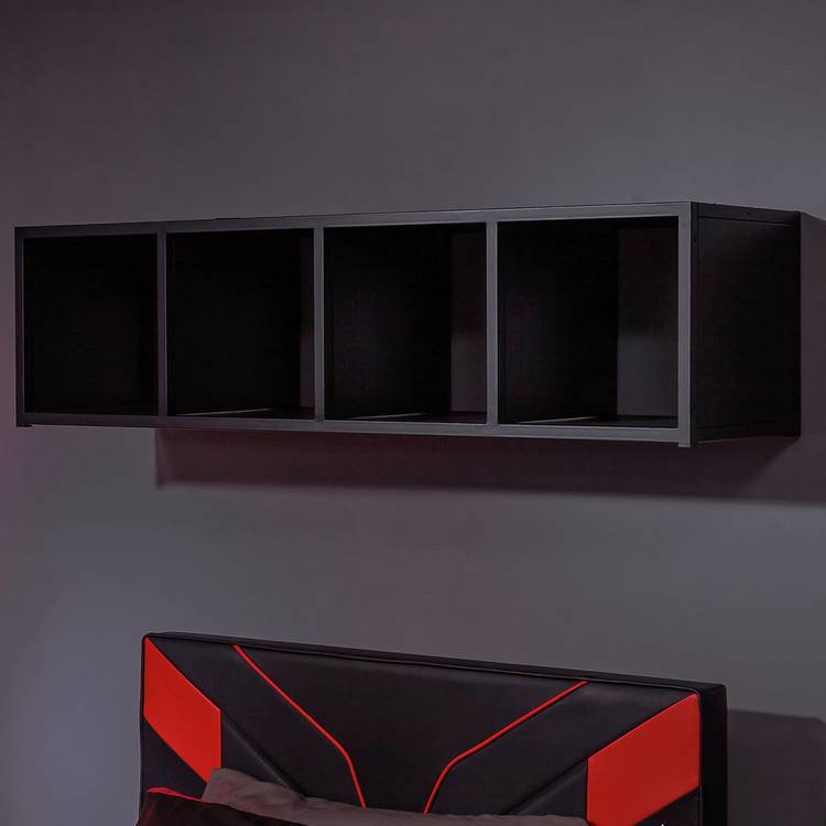 X Rocker Mesh-Tek Long 4 Cube Wall Storage Unit- Red & Black 0