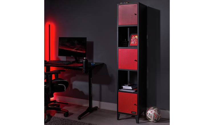 X Rocker Mesh-Tek Tall 5 Cube Storage Unit - Red and Black