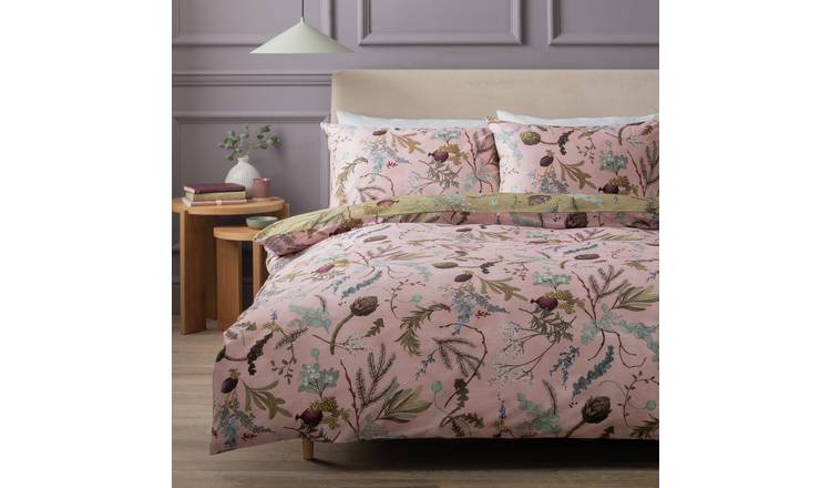 Habitat Cotton Pink Foliage Bedding Set - Superking