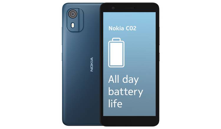 SIM Free Nokia C02 32GB Mobile Phone - Cyan