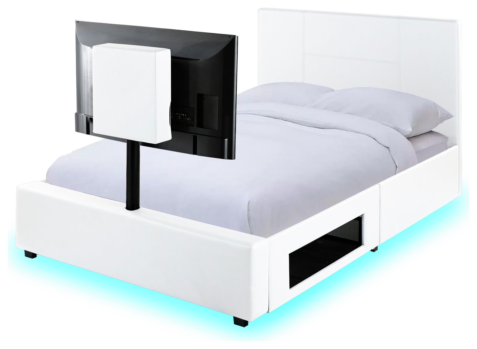 XR Living Ava Small Double TV Gaming Bed Frame - White