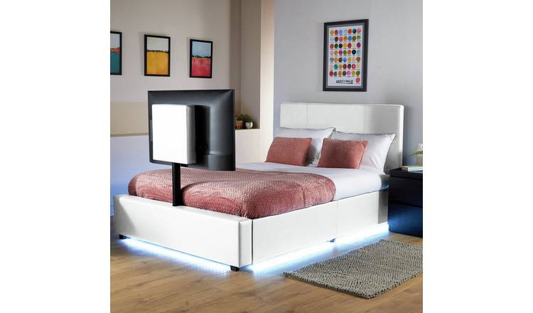 XR Living Ava Small Double TV LED Bed Frame - White