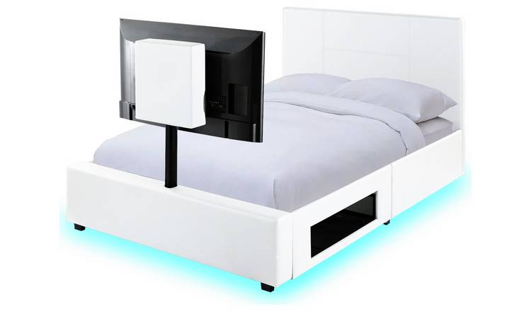 XR Living Ava Small Double TV and Gaming Bed Frame - White