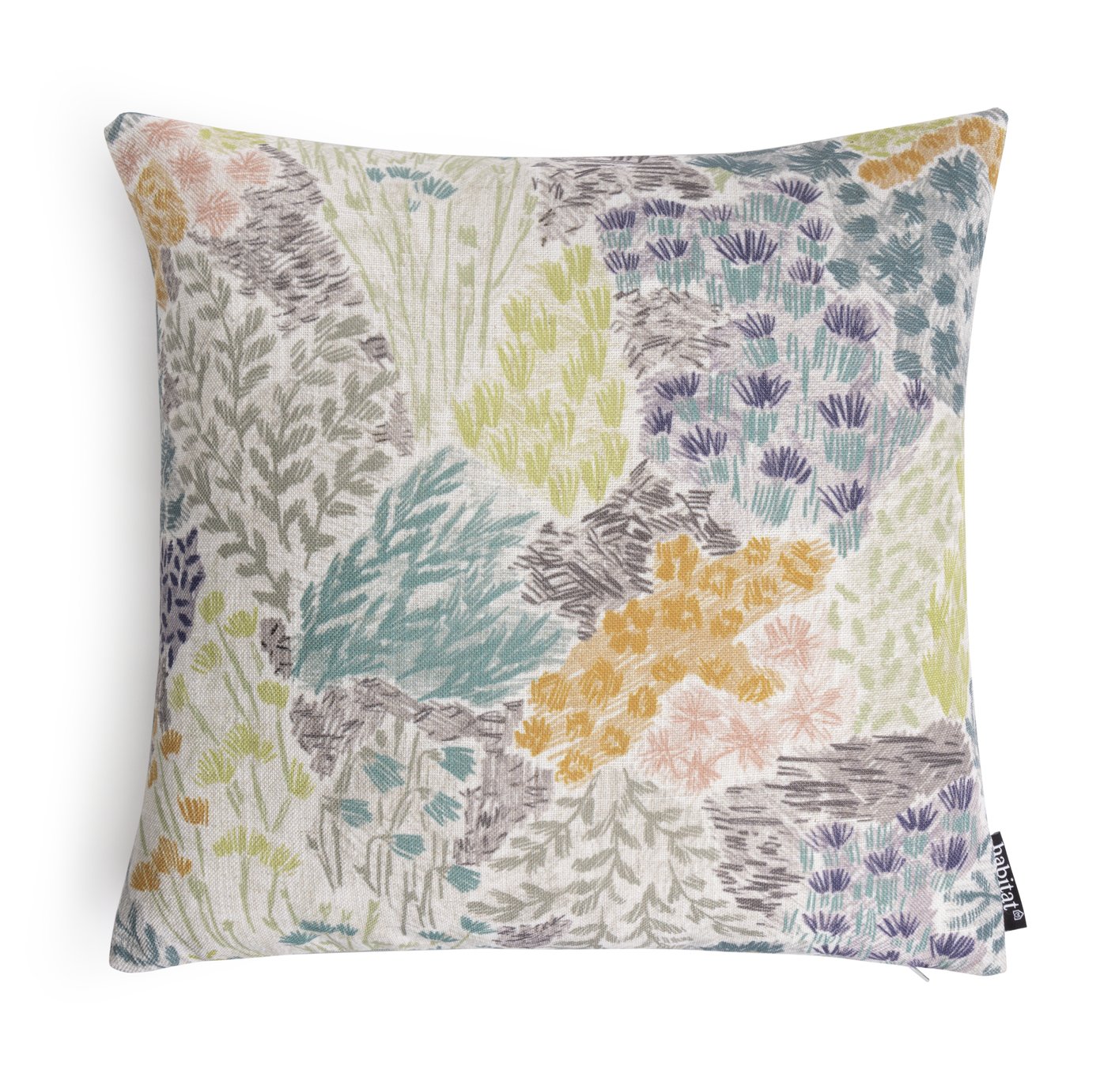 Habitat Floral Meadow Printed Cushion -Multicoloured-43x43cm