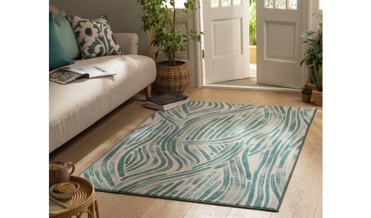 Habitat Herbalist Blue & White Cotton Flatweave Rug