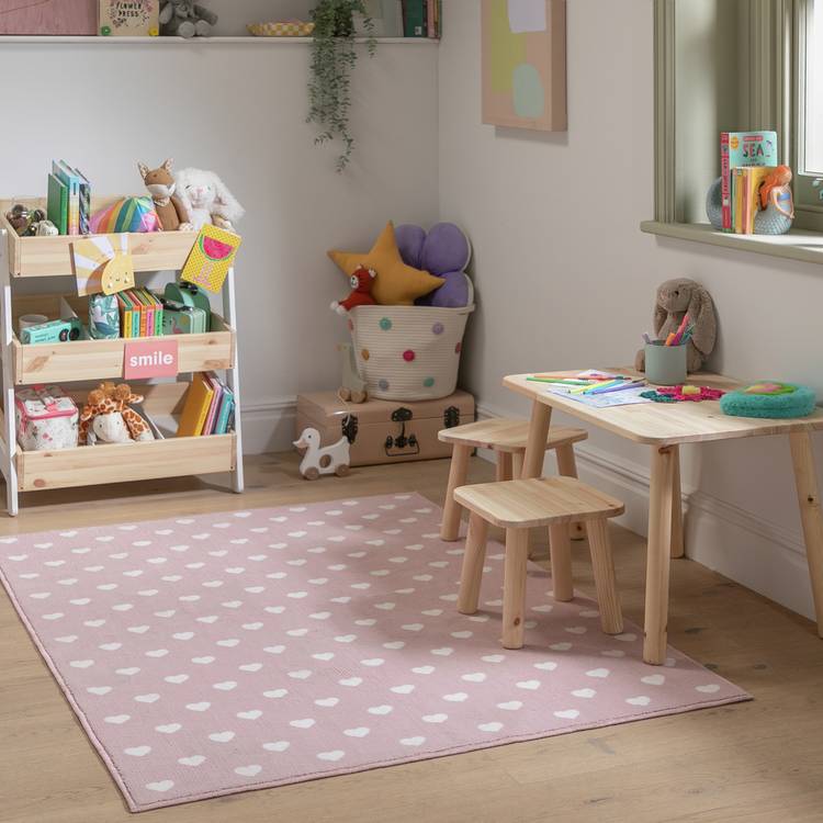Argos Home Hearts Pink Cut Pile Rug - 230x160cm 0