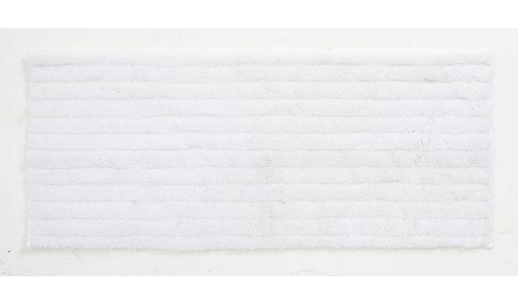 Habitat Plain Cotton Deep Pile Bath Runner- White- 40x100cm
