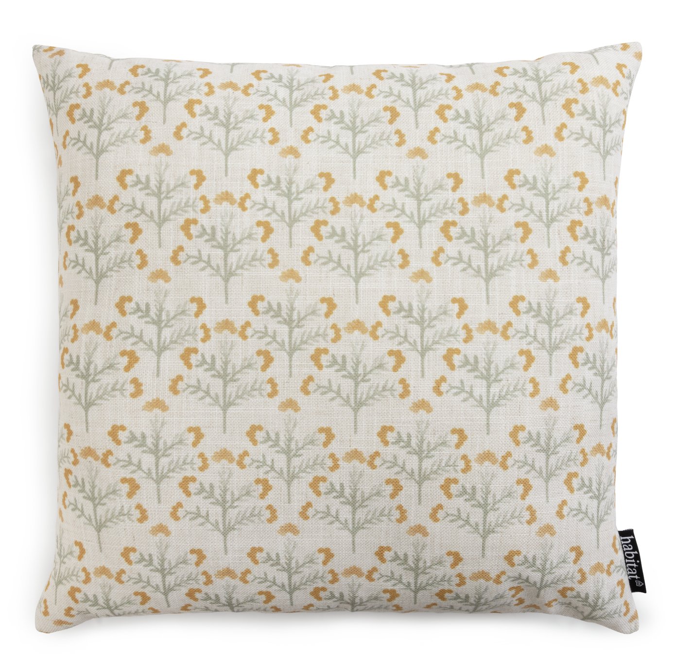 Habitat Floral Printed Cushion - Beige & Orange - 43x43cm